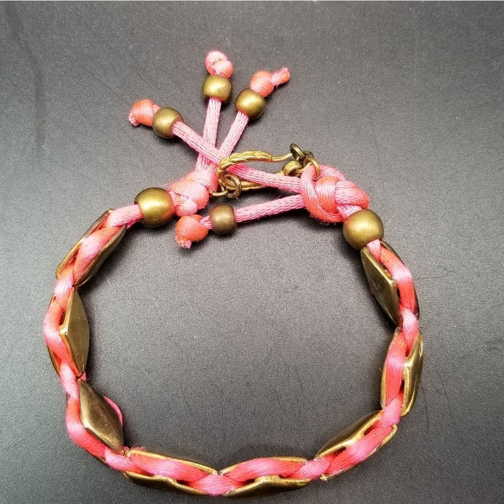 Vm designer pink barbie twine gold over silver bracelet B831